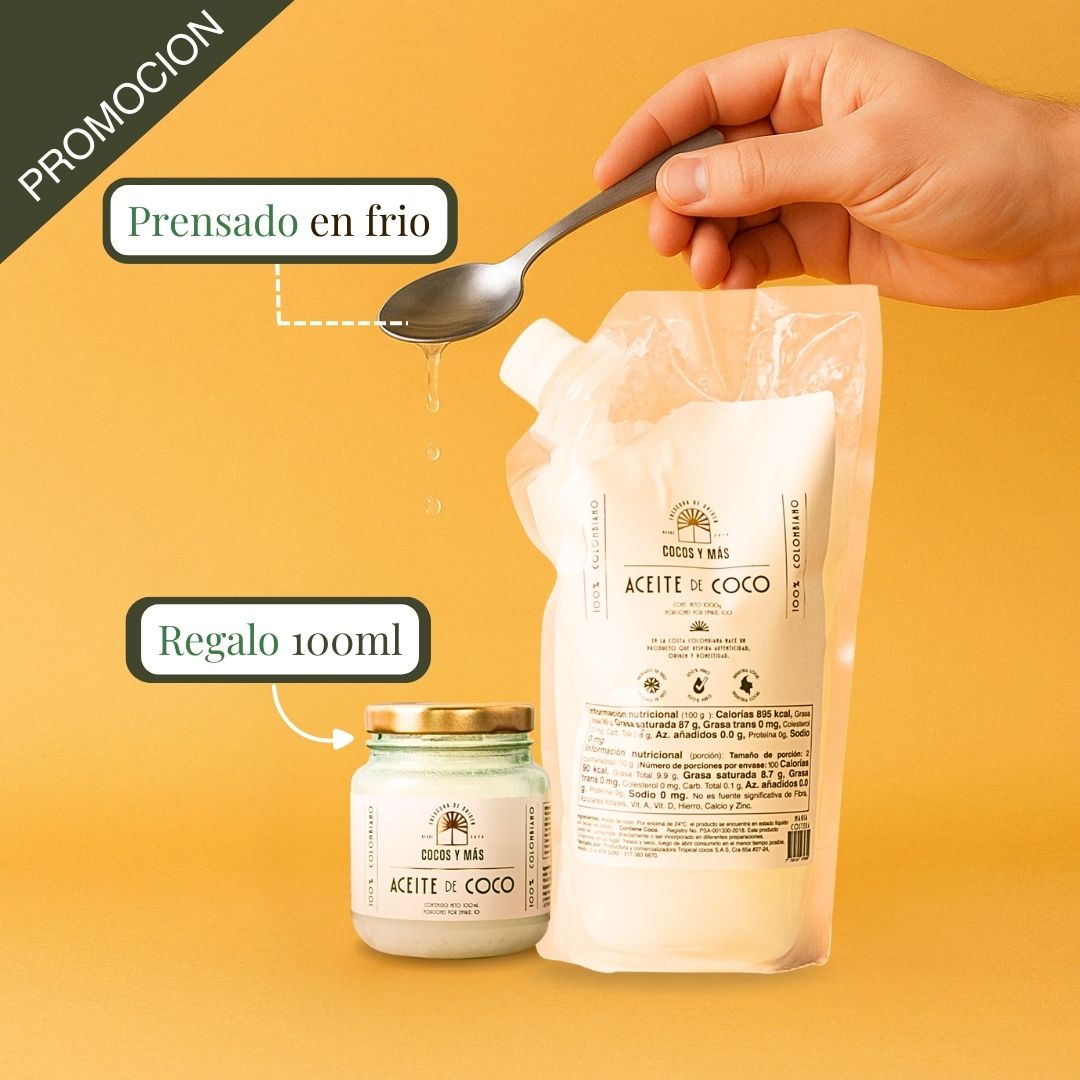 Aceite de Coco 100% Natural – ¡Llévate 1kg + 100ml como obsequio! 🥥✨
